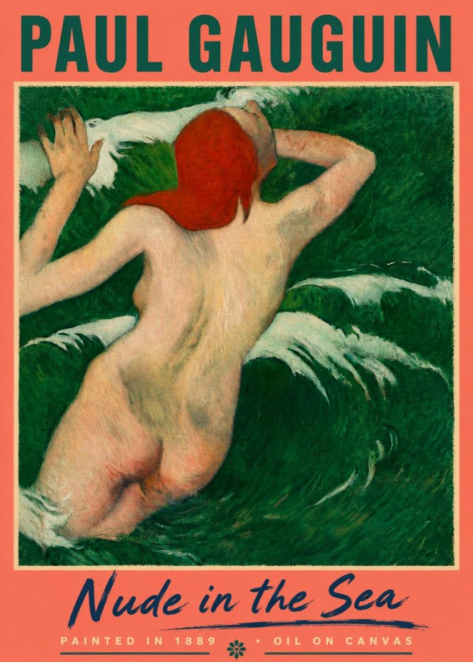 Paul Gauguin Nude in the Sea No5 - Póster