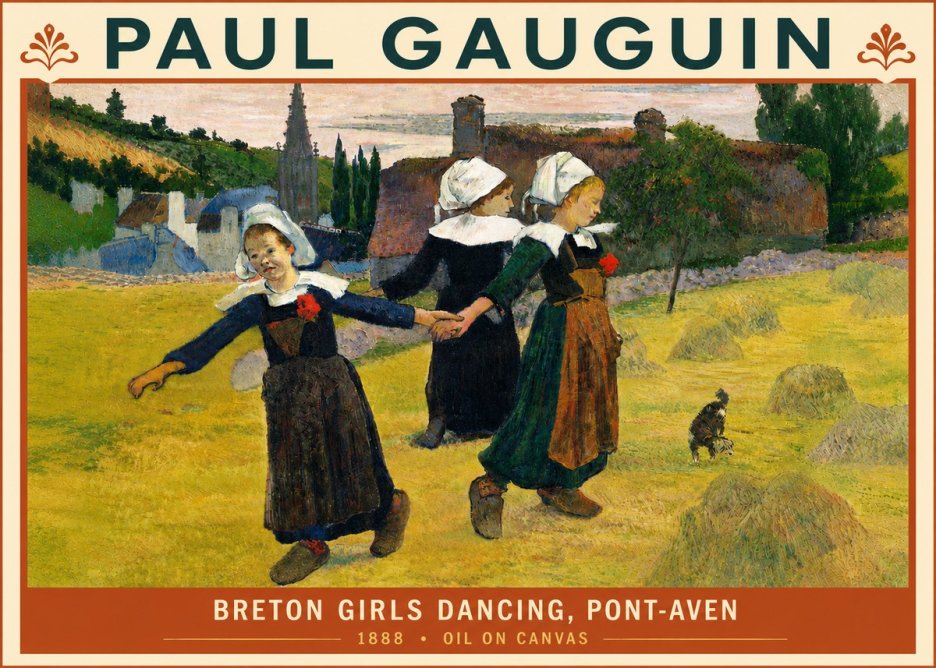 Paul Gauguin Breton Girls Dancing, Pont-aven No5 - Póster