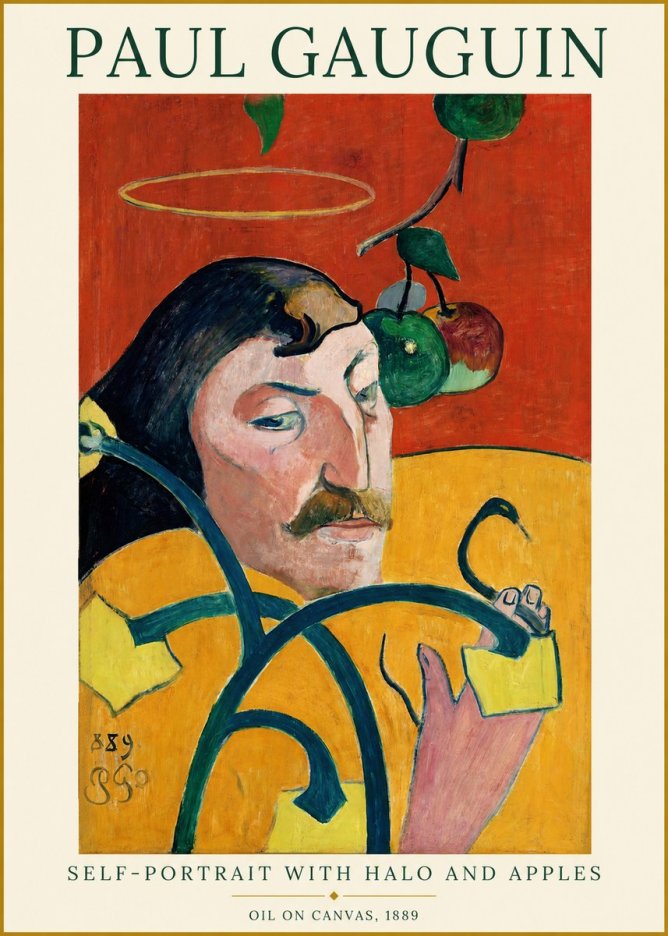 Paul Gauguin Self-portrait with Halo and Apples No1 - Póster