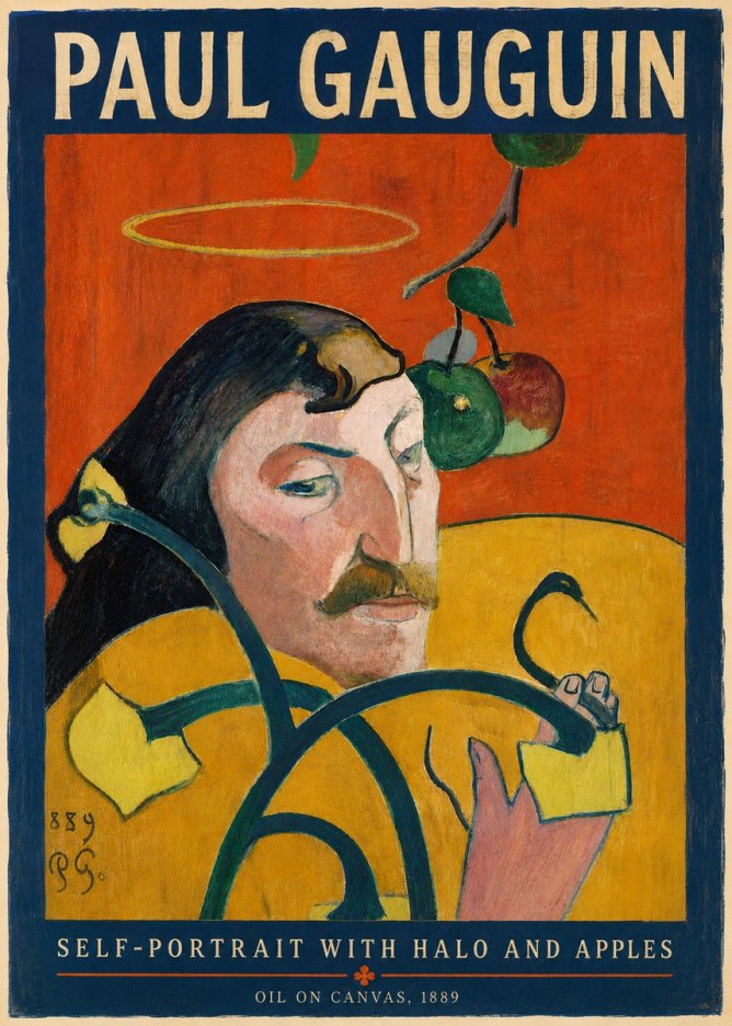 Paul Gauguin Self-portrait with Halo and Apples No4 - Póster