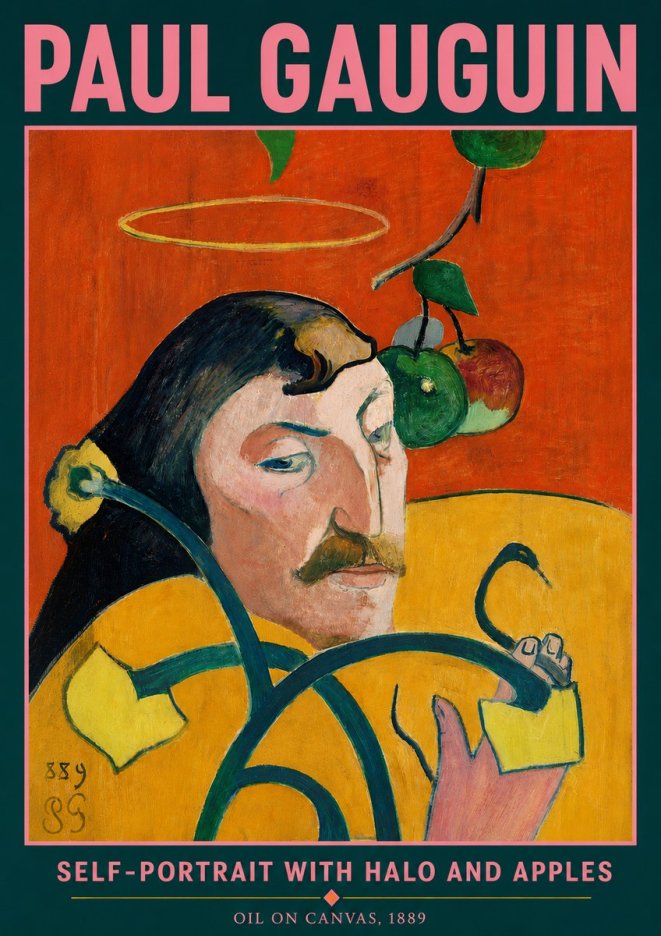 Paul Gauguin Self-portrait with Halo and Apples No5 - Póster