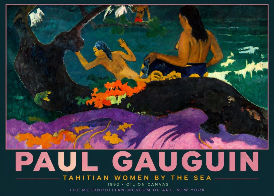Paul Gauguin Tahitian Women by the Sea No5 - Póster