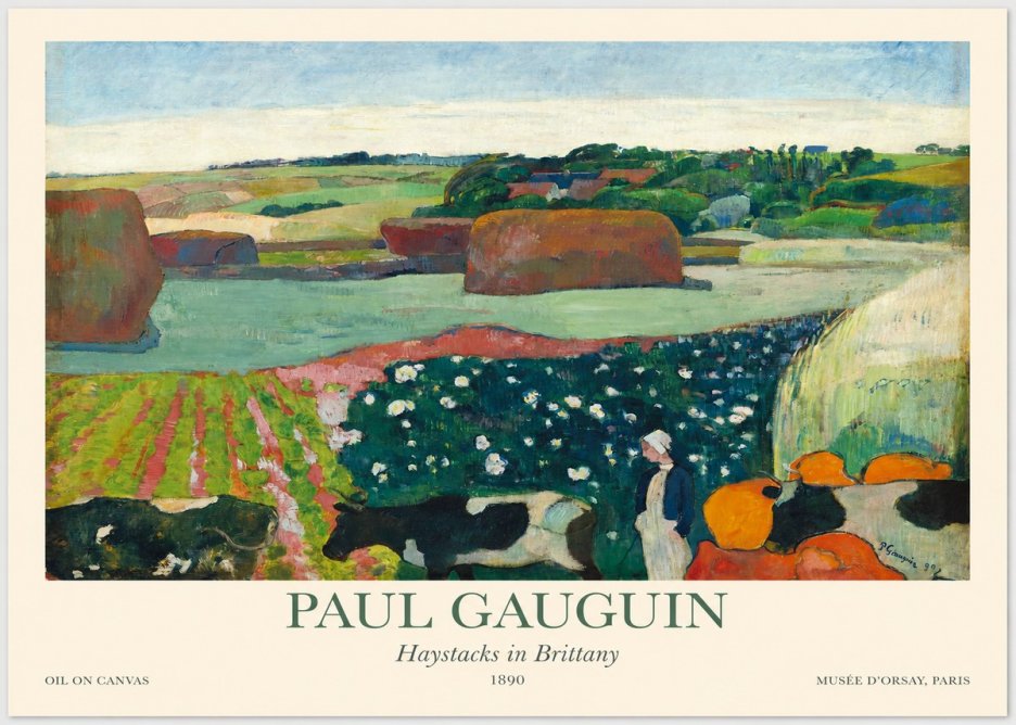 Paul Gauguin Landscape with Haystacks No5 - Póster