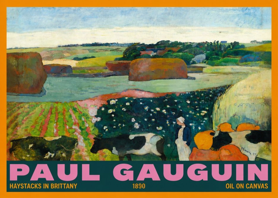 Paul Gauguin Landscape with Haystacks No6 - Póster