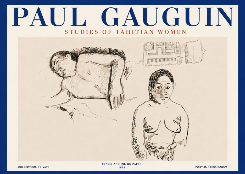 Paul Gauguin Studies of Tahitian Women No4 - Póster
