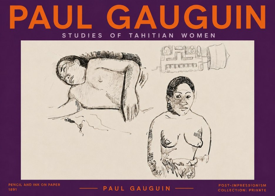 Paul Gauguin Studies of Tahitian Women No5 - Póster