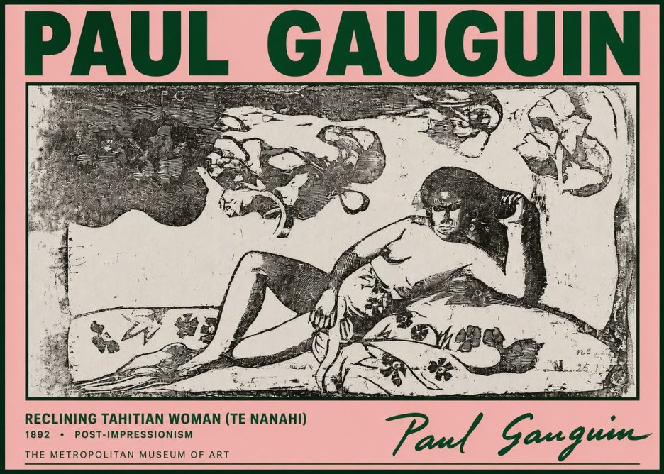 Paul Gauguin Reclining Tahitian Woman (Te Nanahi) No4 - Póster