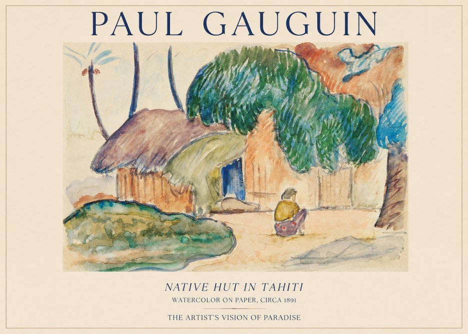 Paul Gauguin Native Hut in Tahiti No1 - Póster