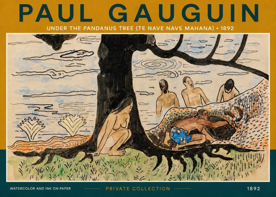 Paul Gauguin Under the Pandanus Tree (Te Nave Nave Mahana) No4 - Póster