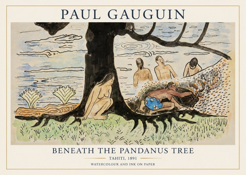 Paul Gauguin Under the Pandanus Tree (Te Nave Nave Mahana) No6 - Póster