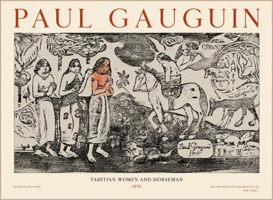 Paul Gauguin Tahitian Women and Horseman No1 - Póster
