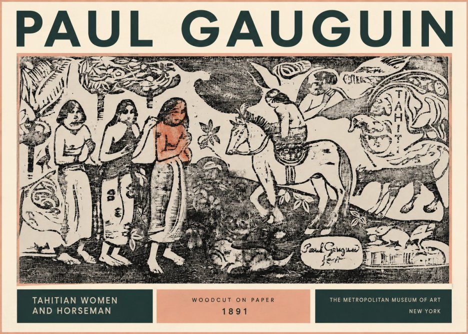Paul Gauguin Tahitian Women and Horseman No4 - Póster