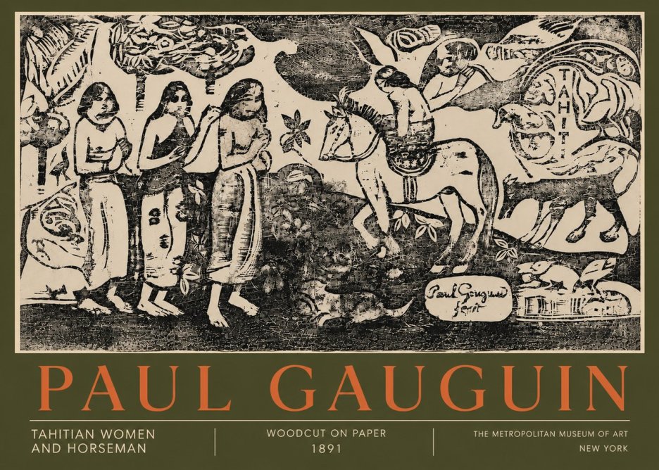 Paul Gauguin Tahitian Women and Horseman No5 - Póster