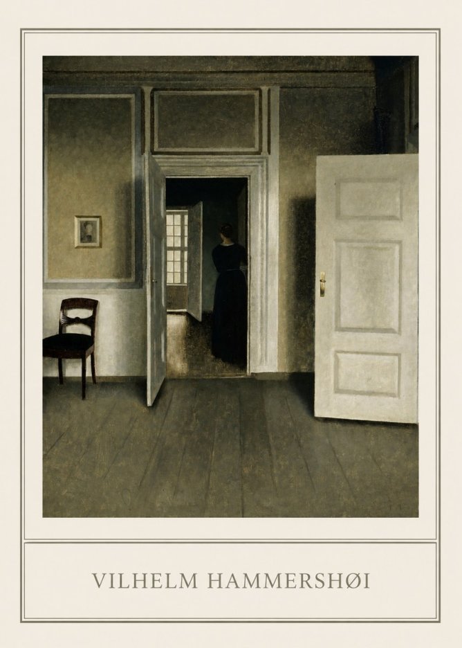 Vilhelm Hammershøi Interior with a Woman Seen from the Back No1 - Póster
