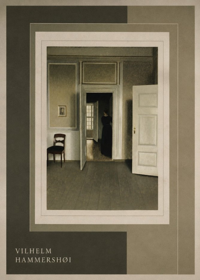 Vilhelm Hammershøi Interior with a Woman Seen from the Back No4 - Póster