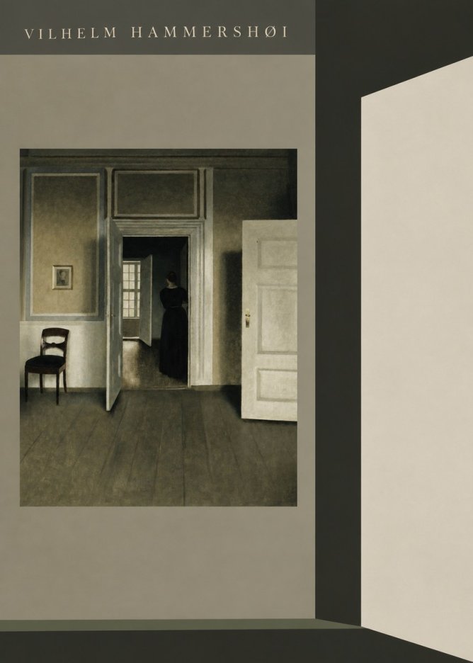 Vilhelm Hammershøi Interior with a Woman Seen from the Back No6 - Póster