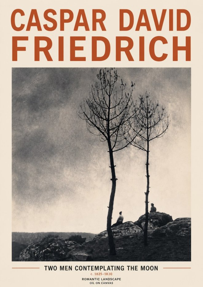 Caspar David Friedrich Two Men Contemplating the Moon III No4 - Póster