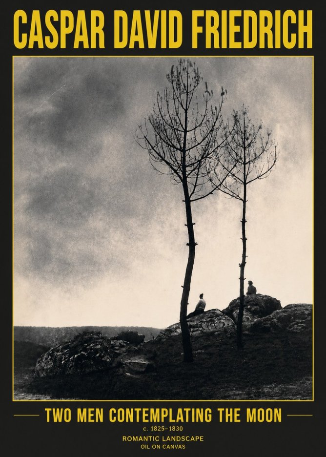 Caspar David Friedrich Two Men Contemplating the Moon III No5 - Póster