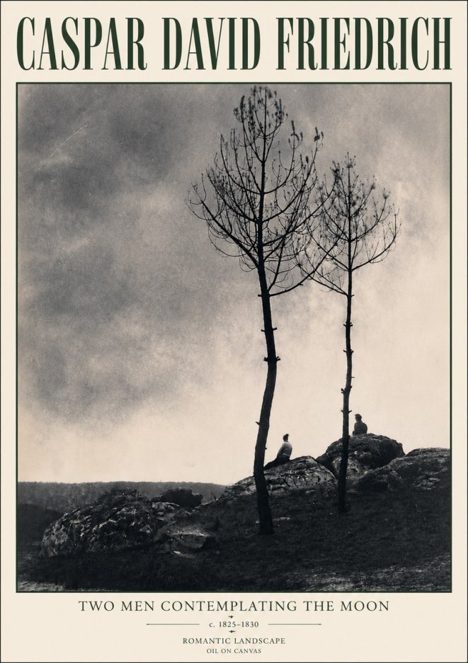 Caspar David Friedrich Two Men Contemplating the Moon III No6 - Póster