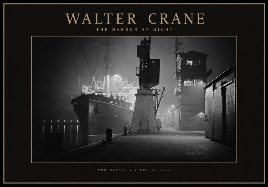 Walter Crane The Harbor at Night No1 - Póster