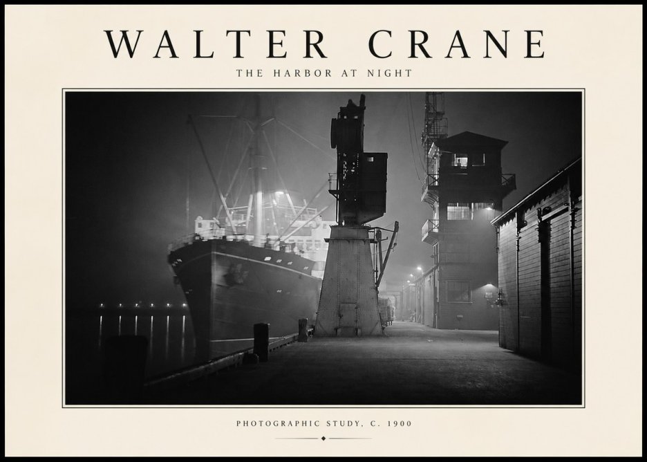 Walter Crane The Harbor at Night No2 - Póster