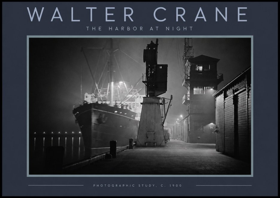 Walter Crane The Harbor at Night No3 - Póster
