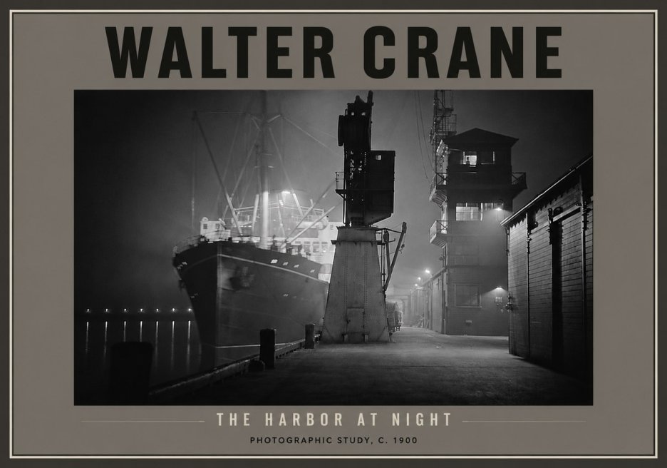Walter Crane The Harbor at Night No4 - Póster