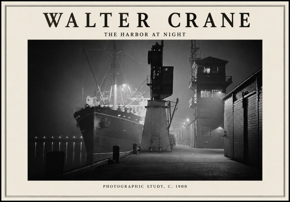 Walter Crane The Harbor at Night No5 - Póster
