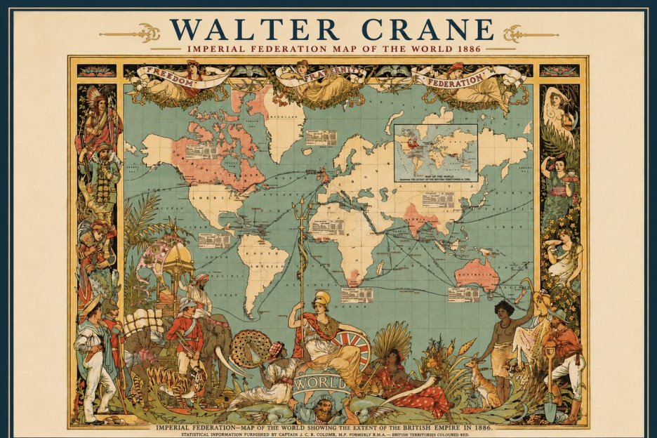 Walter Crane Imperial Federation Map of the World 1886 No2 - Póster