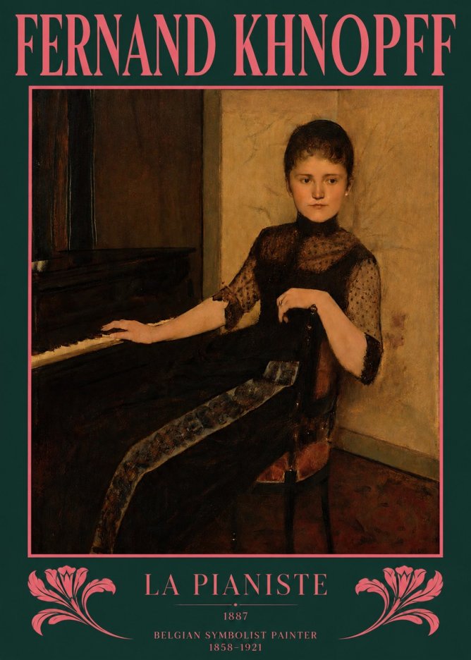 Fernand Khnopff The Piano, 1889 No3 - Póster