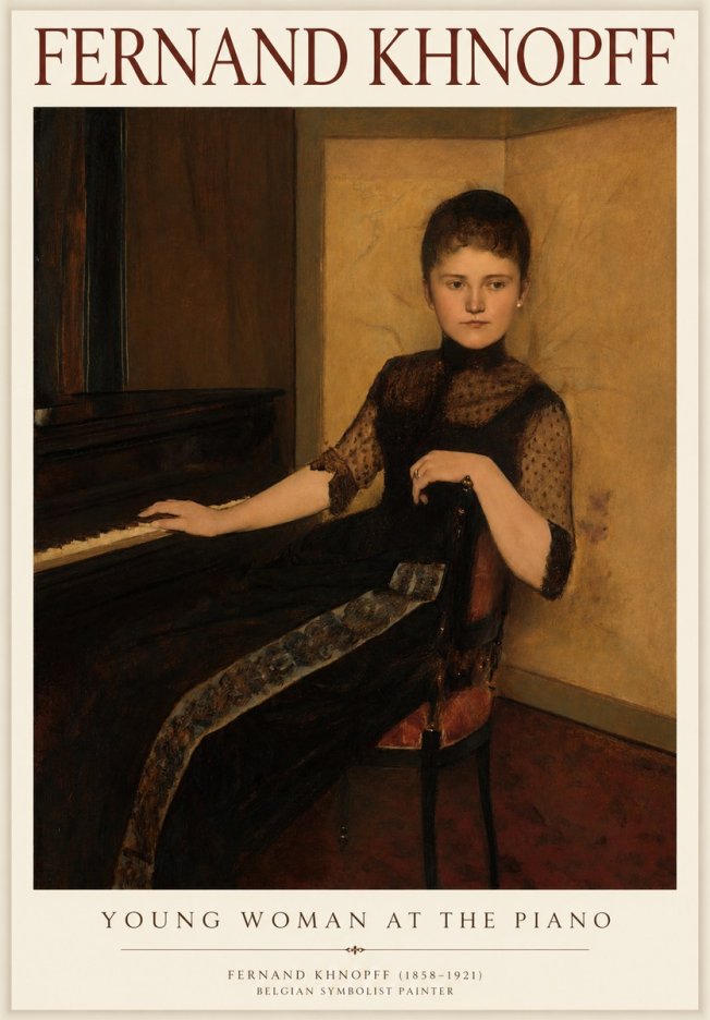 Fernand Khnopff The Piano, 1889 No4 - Póster