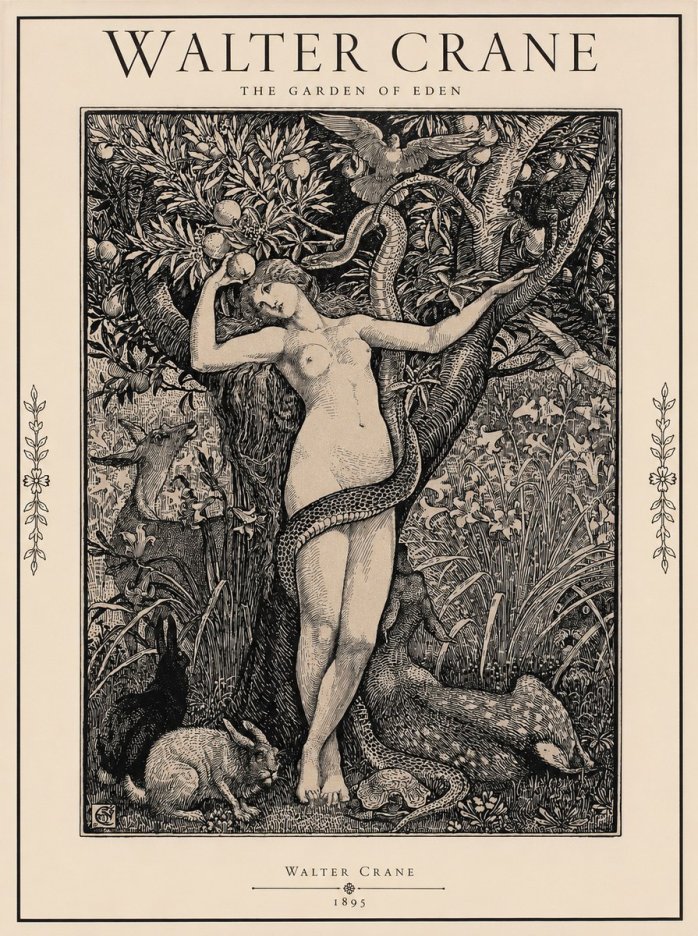 Walter Crane The Garden of Eden No1 - Póster