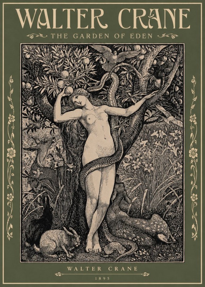 Walter Crane The Garden of Eden No2 - Póster