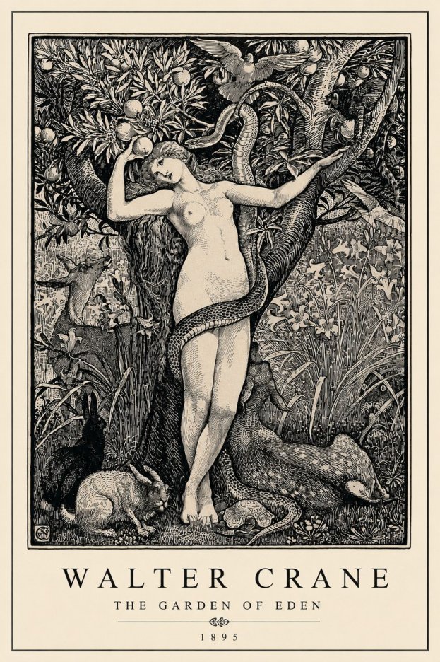 Walter Crane The Garden of Eden No3 - Póster