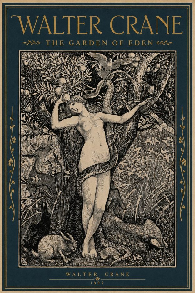 Walter Crane The Garden of Eden No4 - Póster