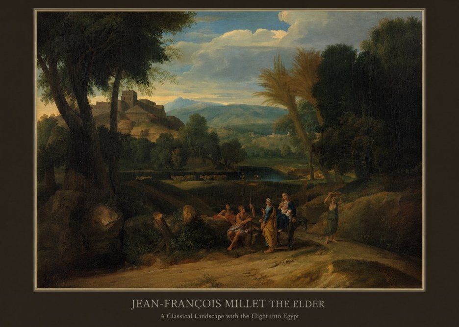 Jean-François Millet A Classical Landscape with the Flight into Egypt No5 - Póster