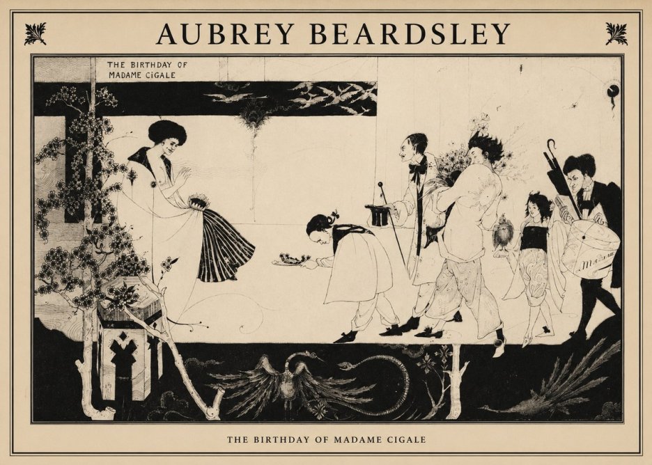 Aubrey Beardsley The Birthday of Madame Cigale No1 - Póster