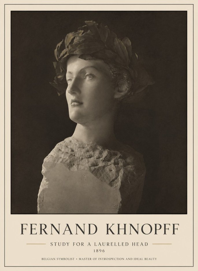 Fernand Khnopff Study for a Laurelled Head No1 - Póster