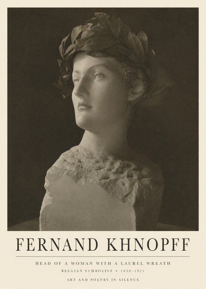Fernand Khnopff Study for a Laurelled Head No6 - Póster