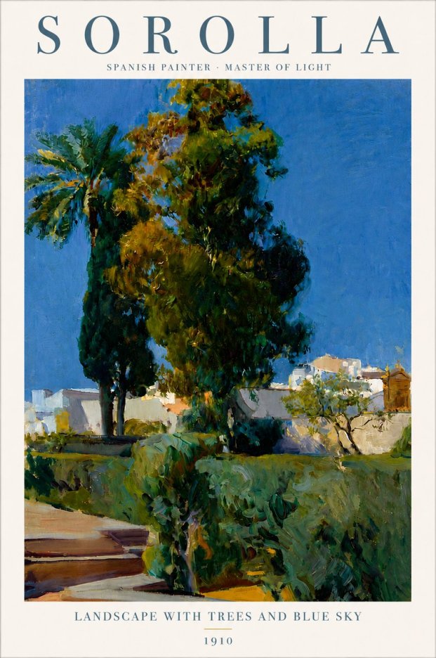 Sorolla Landscape with Trees and Blue Sky No3 - Póster