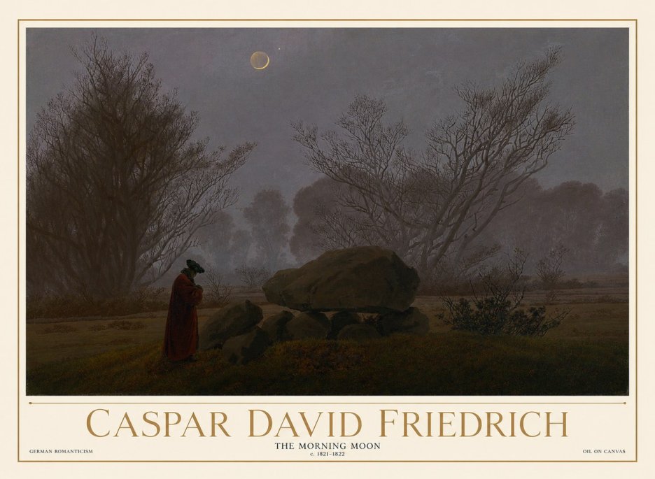 Caspar David Friedrich The Morning Moon No1 - Póster