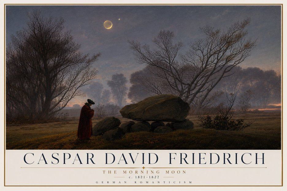 Caspar David Friedrich The Morning Moon No2 - Póster