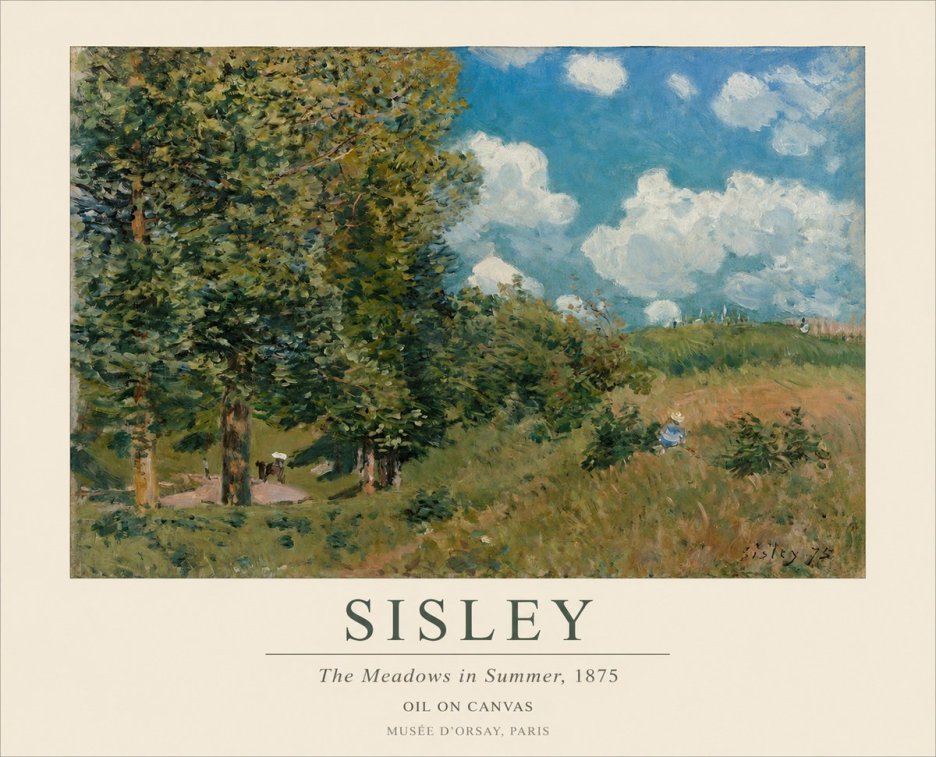 Sisley The Meadows in Summer, 1875 No1 - Póster