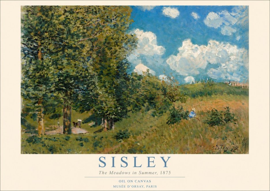 Sisley The Meadows in Summer, 1875 No3 - Póster