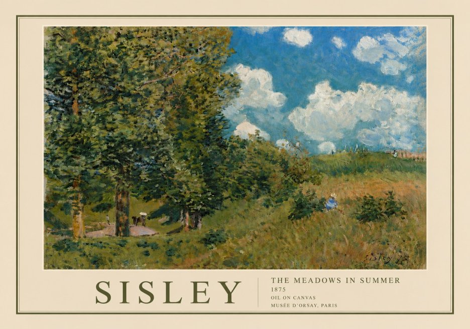 Sisley The Meadows in Summer, 1875 No6 - Póster