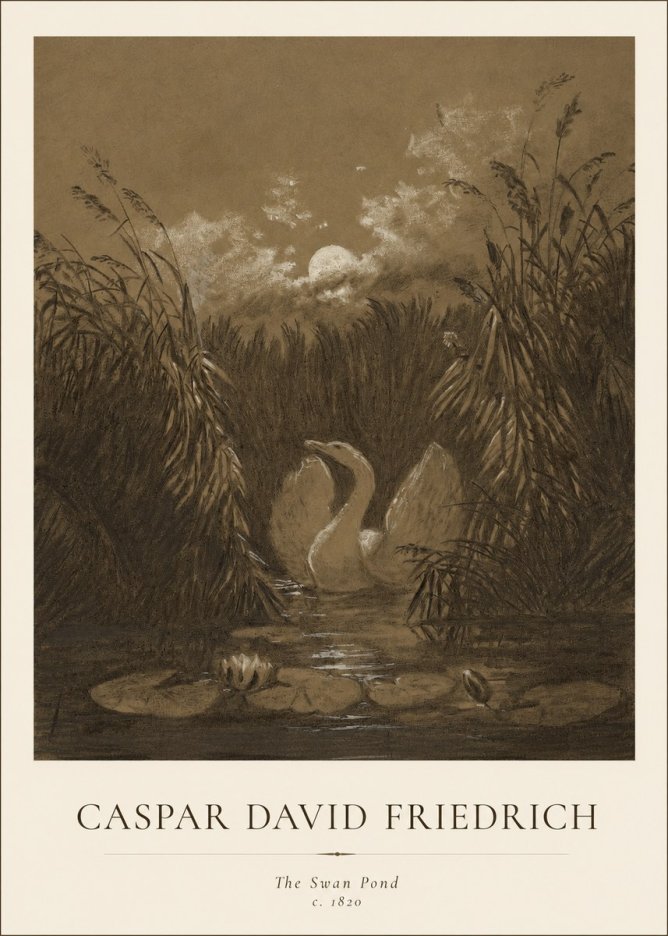 Caspar David Friedrich The Swan Pond No1 - Póster
