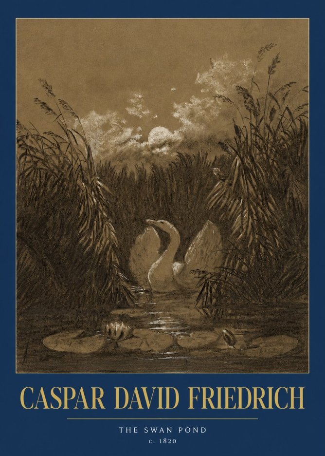 Caspar David Friedrich The Swan Pond No2 - Póster