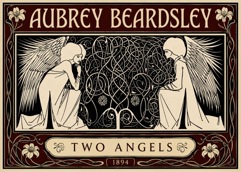 Aubrey Beardsley Two Angels No5 - Póster