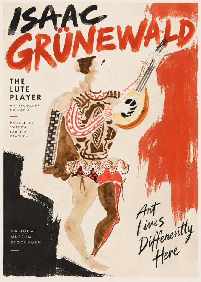 Isaac Grünewald The Lute Player No2 - Póster