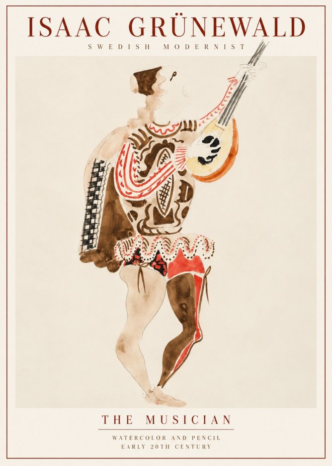 Isaac Grünewald The Lute Player No3 - Póster